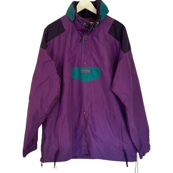 Columbia Vintage Ski purple pullover windbreaker jacket large - Picture 1 of 9
